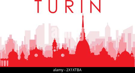 Affiche panoramique rouge de TURIN (TURIN), ITALIE Illustration de Vecteur