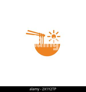 vecteur de logo de symbole de ramen de soleil de brillance de nouilles Illustration de Vecteur