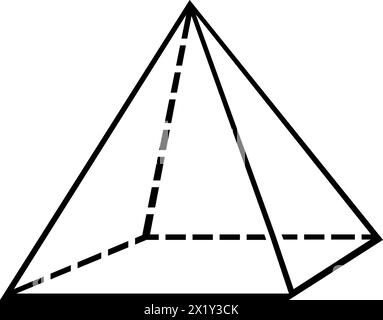 Prisme pyramidal vectoriel dessin noir et blanc 3D. Illustration de Vecteur