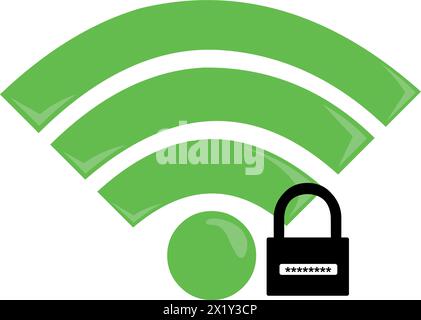 mot de passe de cadenas wifi de signal de vecteur vert Illustration de Vecteur