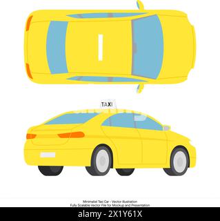 Vecteur de voiture de taxi minimaliste - maquette et présentation prête Illustration de Vecteur