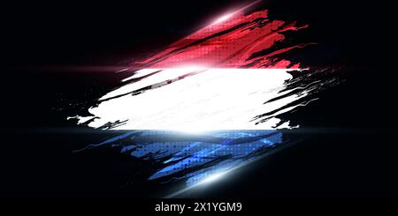 Drapeau des pays-Bas dans le style de peinture au pinceau avec des effets de demi-teinte et de lumière brillante. Le drapeau des pays-Bas dans le style Grunge Brush Illustration de Vecteur