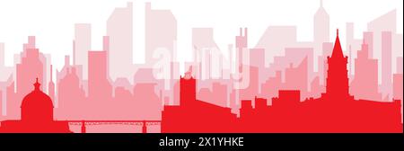 Affiche rouge panoramique de la ville de TOULOUSE, FRANCE Illustration de Vecteur