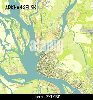 Arkhangelsk Russie affiche la carte art Illustration de Vecteur