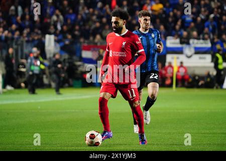 Mohamed Salah (Liverpool FC) lors de l'UEFA Europa League, quarts de finale, match de 2e manche entre Atalanta BC et Liverpool FC le 18 avril 2024 au Gewiss Stadium de Bergame, Italie - crédit : Luca Rossini/E-Mage/Alamy Live News Banque D'Images