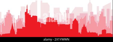 Affiche rouge panoramique de la ville de FRANCFORT, ALLEMAGNE Illustration de Vecteur