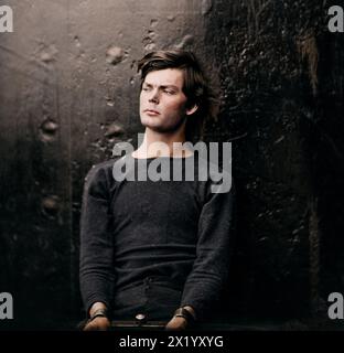 Lewis Powell (alias Lewis Payne), en chandail, assis et battu, l'un des conspirateurs de l'assassinat d'Abraham Lincoln. Cette photographie a un fond de métal foncé, et a probablement été prise sur U.S.S. Saugus, où il a été pendant un certain temps confiné. Washington Navy Yard, district de Columbia. 27 avril 1865. Par Alexander Gardner. Banque D'Images