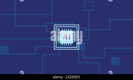 Technologie AI avec chemin, Intelligence artificielle, symbole ai, signe d'intelligence, fond de grille couleur ai, circuit numérique Illustration de Vecteur