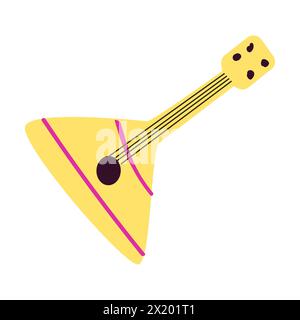 Balalaïka en bois. Instrument de musique russe traditionnel. Illustration vectorielle isolée sur fond blanc. Illustration de Vecteur