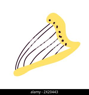 Harpe musicale, lyre. Illustration vectorielle de musique classique. Pour fond d'invitation de fête de musique, carte de voeux, bannière. Illustration de Vecteur