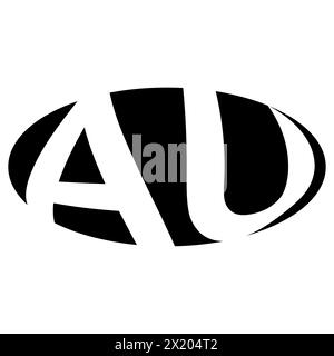 Logo ovale double lettre A U deux lettres au UA Illustration de Vecteur
