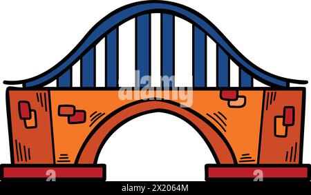 Un pont est représenté en noir et blanc. Le pont est un design simple sans décorations. Le pont est un symbole de connexion et d'unité Illustration de Vecteur