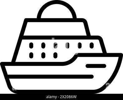 Vecteur de contour d'icône de navire de guerre naval. Bateau de défense maritime. Destroyer de navire de la marine Illustration de Vecteur