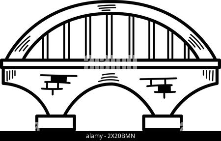 Un pont est représenté en noir et blanc. Le pont est un design simple sans décorations. Le pont est un symbole de connexion et d'unité Illustration de Vecteur