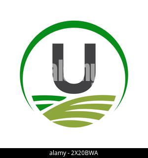 Logo agricole sur la lettre U concept pour symbole agricole Illustration de Vecteur