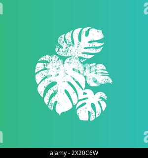 Monstera Leaf logo Design, feuilles Monstera, Monstera Vector, Monstera Grunge Vector Illustration de Vecteur