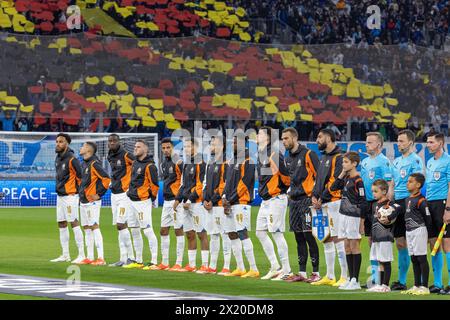 Marseille, France. 18 avril 2024. © PHOTOPQR/LA PROVENCE/SPEICH Frederic ; Marseille ; 18/04/2024 ; Football : UEFA Europa League C3 quart de finale retour match Olympique de Marseille OM - SL Benfica au stade Vélodrome crédit : MAXPPP/Alamy Live News Banque D'Images