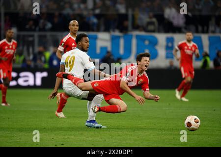 Marseille, France. 18 avril 2024. © PHOTOPQR/LA PROVENCE/SPEICH Frederic ; Marseille ; 18/04/2024 ; Football : UEFA Europa League C3 quart de finale retour match Olympique de Marseille OM - SL Benfica au stade Vélodrome crédit : MAXPPP/Alamy Live News Banque D'Images