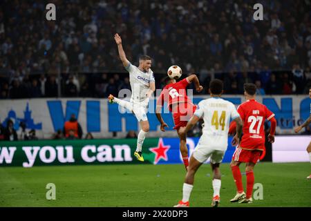 Marseille, France. 18 avril 2024. © PHOTOPQR/LA PROVENCE/SPEICH Frederic ; Marseille ; 18/04/2024 ; Football : UEFA Europa League C3 quart de finale retour match Olympique de Marseille OM - SL Benfica au stade Vélodrome crédit : MAXPPP/Alamy Live News Banque D'Images