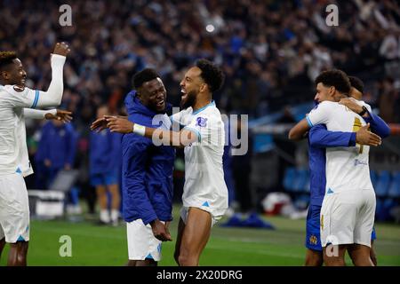 Marseille, France. 19 avril 2024. © PHOTOPQR/LA PROVENCE/SPEICH Frederic ; Marseille ; 19/04/2024 ; Football : UEFA Europa League C3 quart de finale retour match Olympique de Marseille OM - SL Benfica au stade Vélodrome crédit : MAXPPP/Alamy Live News Banque D'Images