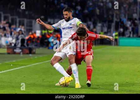 Marseille, France. 18 avril 2024. © PHOTOPQR/LA PROVENCE/SPEICH Frederic ; Marseille ; 18/04/2024 ; Football : UEFA Europa League C3 quart de finale retour match Olympique de Marseille OM - SL Benfica au stade Vélodrome GIGOT crédit : MAXPPP/Alamy Live News Banque D'Images