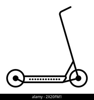 Icône de vecteur de ligne noire de scooter électrique, transport mobile moderne, pictogramme de vue latérale, véhicule à deux roues Illustration de Vecteur