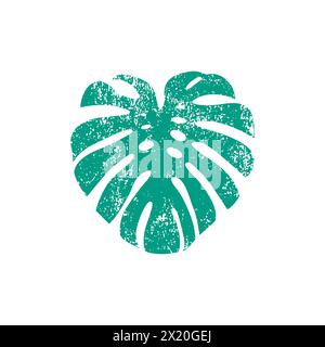 Monstera Leaf Grunge Vector Design. Icône feuille Illustration de Vecteur