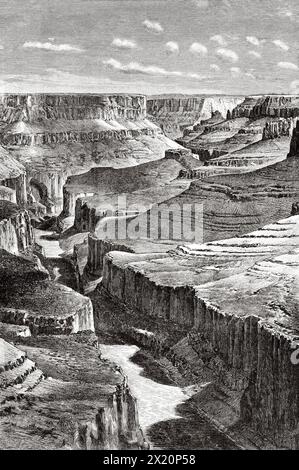 Parc national de Marble Canyon, Arizona. États-Unis. Dessin d'Albert Tissandier. Voyage d'exploration dans l'Utah et l'Arizona, Kanab et le plateau de Kaibab en 1885. Le Tour du monde 1886 Banque D'Images