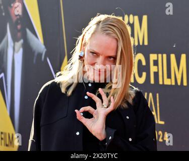 Los Angeles, États-Unis. 18 avril 2024. UMA Thurman assiste à la soirée d'ouverture du TCM Classic film Festival et à la présentation du 30e anniversaire de 'Pulp Fiction' au TCL Chinese Theatre dans la section hollywoodienne de Los Angeles le jeudi 18 avril 2024. Photo de Jim Ruymen/UPI crédit : UPI/Alamy Live News Banque D'Images