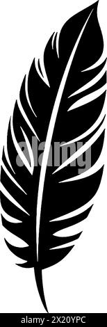 Illustration vectorielle d'une plume en silhouette noire sur un fond blanc propre, capturant des formes gracieuses. Illustration de Vecteur