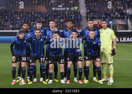 Équipe (Atalanta) lors du match de l'UEFA Europa League opposant l'Atalanta 0-1 Liverpool au Gewiss Stadium le 18 avril 2024 à Bergame, Italie. Crédit : Maurizio Borsari/AFLO/Alamy Live News Banque D'Images