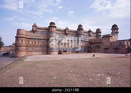 Extérieurs, Man Mandir Palace, Fort Complex, Gwalior, Madhya Pradesh, Inde Banque D'Images