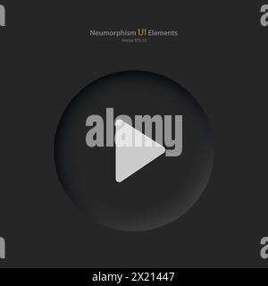 Un bouton rond avec un symbole de lecture sur fond noir. Illustration de Vecteur