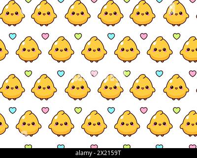 Un motif de poulets avec des coeurs. Illustration de Vecteur