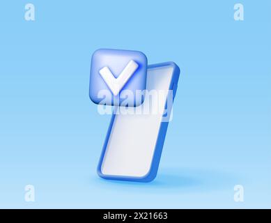 Smartphone 3D avec coche bleue Illustration de Vecteur