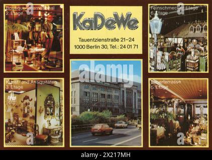Géographie / voyage, Allemagne, villes et communes, Berlin, commerce,Kaufhaus des Westens (KaDeWe), ADDITIONAL-RIGHTS-LEARANCE-INFO-NOT-AVAILABLE Banque D'Images