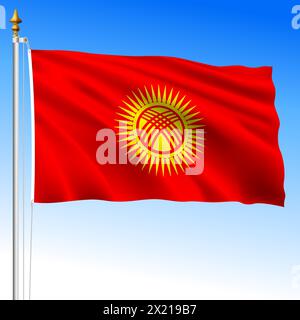 Kirghizistan, drapeau officiel de l'ondulation nationale, pays asiatique, illustration vectorielle Illustration de Vecteur