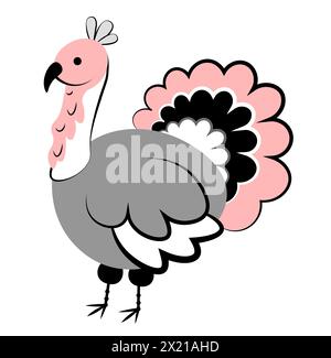 Turquie sur fond blanc. Doodle. Thanksgiving Illustration de Vecteur