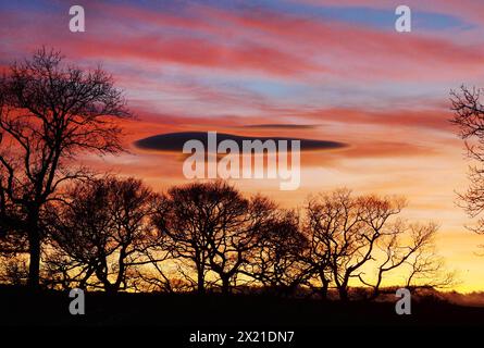 Coucher de soleil sur la vallée d'Eden, Cumbria Banque D'Images