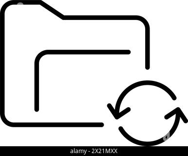 Renouvellement automatique des fichiers dans le stockage cloud. Plieuse et flèches. Mise à jour du contenu sans effort. Pixel parfait, contour modifiable Illustration de Vecteur