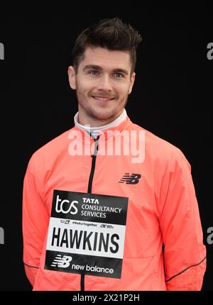 Callum Hawkins, de Grande-Bretagne, lors de la conférence de presse masculine d'élite qui s'est tenue dimanche au TCS London Marathon Media Centre à St James's Park, avant le TCS London Marathon 2024. Date de la photo : vendredi 19 avril 2024. Banque D'Images