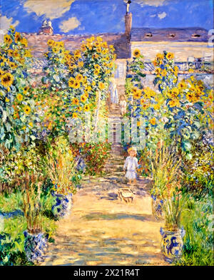 Le jardin de l'artiste à Vétheuil, 1880 (peinture) par l'artiste Monet, Claude (1840-1926) Français. Illustration de Vecteur