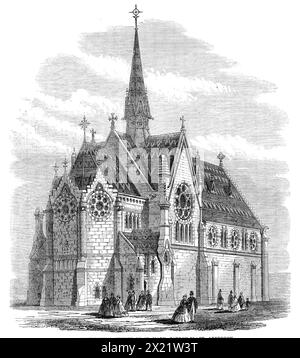 L'Église épiscopalienne de préparé Mary, Carden-place, Aberdeen, 1864. 'Notre gravure montre sa conception extérieure, dont le mérite appartient principalement au révérend F. G. Lee qui est un architecte amateur accompli ; bien qu'il ait eu l'aide professionnelle compétente de Mr. Alexander Ellis. Le bâtiment est principalement dans le style central de l'architecture gothique, avec certains des détails partageant le caractère italien et écossais... extérieurement, sur les côtés nord et sud, les grands pignons des transepts, flanqués de chaque côté par des contreforts saillants couronnés par des pinacles carrés massifs, marquent la div Banque D'Images