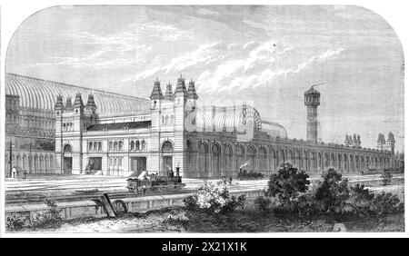 La nouvelle station de haut niveau au Crystal Palace, 1865. « Le South London and Crystal Palace Railway... a maintenant été ouvert plusieurs semaines... la commodité supérieure de la nouvelle gare est déjà ressentie par de nombreux visiteurs... [qui sont en mesure] d'éviter la promenade fastidieuse d'un demi-mile de couloirs et d'escaliers imposés à ceux qui arrivent par la ligne de la Brighton Company... [la gare] l'est situé sur le versant de la haute Norwood-Hill... la plate-forme étant au niveau de l'étage inférieur (dans le département des machines) du Crystal Palace, les voyageurs ferroviaires auront un accès facile par un beau et bien léger Banque D'Images