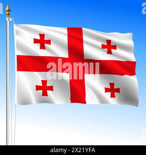 Drapeau officiel de la Géorgie agitant national, pays européen, illustration vectorielle Illustration de Vecteur
