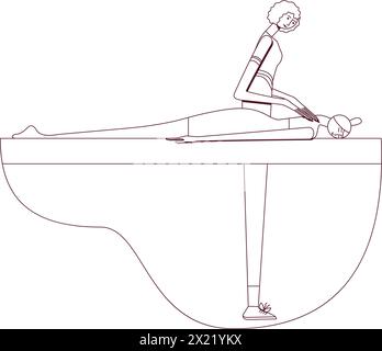 Massothérapie de point de déclenchement par thérapeute professionnel dans le spa. Tracé de contour. Illustration vectorielle isolée. Illustration de Vecteur