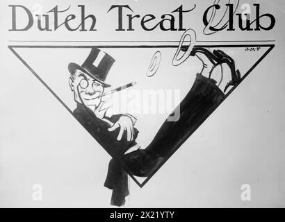 Dutch Treat Club - [dessin de couverture?], entre c1910 et c1915. Montre une illustration de l'artiste James Montgomery Flagg pour le Dutch Treat Club, une société d'illustrateurs, d'interprètes et d'écrivains de New York. Banque D'Images