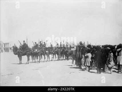 Troupes persanes - artillerie de chameau, 1918. Banque D'Images