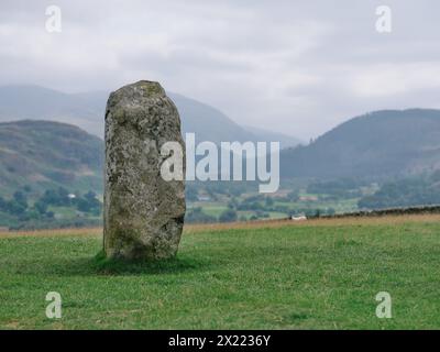 Castlerigg Standing Stone Circle sur une colline importante à l'est de Keswick, dans le parc national du Lake District, au nord-ouest de l'Angleterre. ROYAUME-UNI Banque D'Images