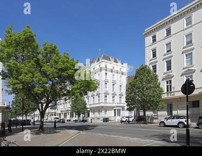 Élégantes maisons de style Régence sur Belgrave Road dans le quartier de Pimlico à Londres. Une zone riche entre Westminster et Chelsea. Banque D'Images